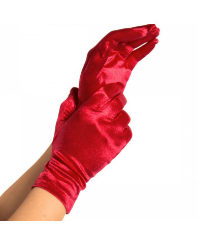 LEG AVENUE - GANTS SATIN ROUGE